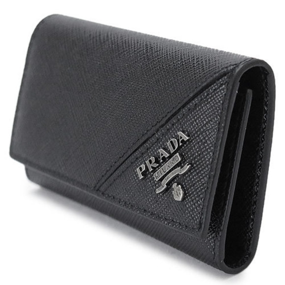 Prada Gunmetal Saffiano Hook 6 Case Key Black - Picture 1 of 6